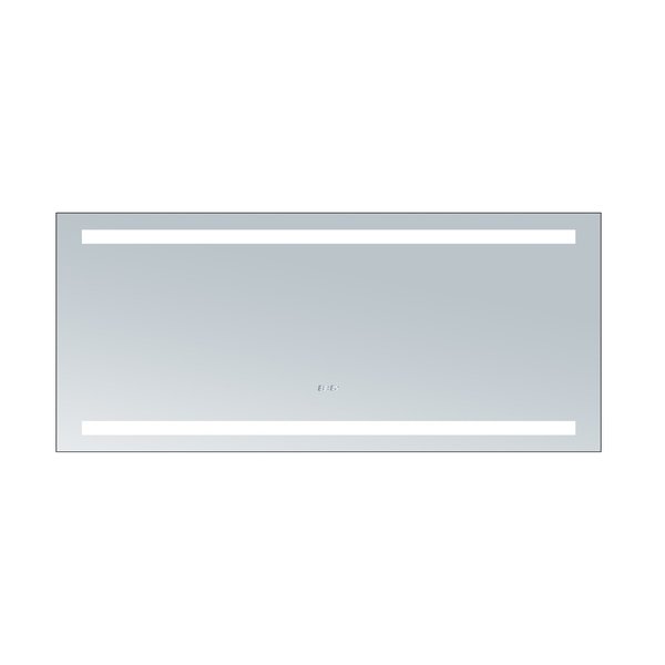 Innoci-Usa Selene 64 in. W x 28 in. H Rectangular LED Mirror with Clock 66116428